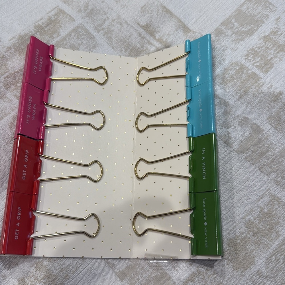 Kate Spade NWT 8 Binder Clips with sayings and colors see description host pick - Picture 12 of 15